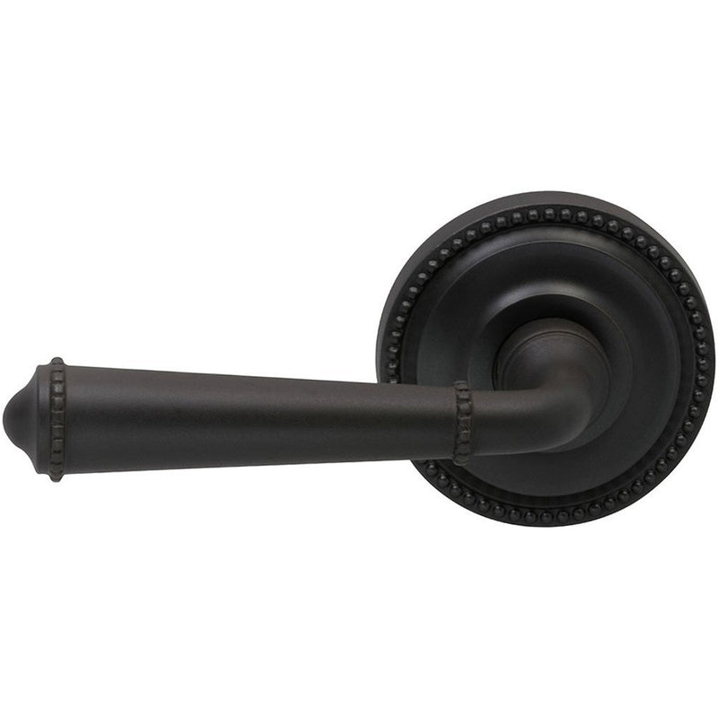 Omnia Traditions 946 Beaded Lever with Round Beaded Rosette in Black, Oil-Rubbed, Lacquered finish