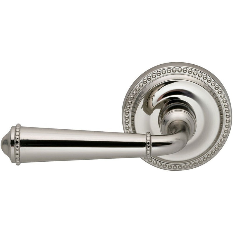 Omnia Traditions 946 Beaded Lever with Round Beaded Rosette in Polished Nickel, Lacquered finish