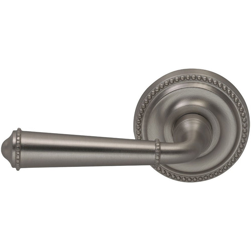 Omnia Traditions 946 Beaded Lever with Round Beaded Rosette in Satin Nickel, Lacquered finish