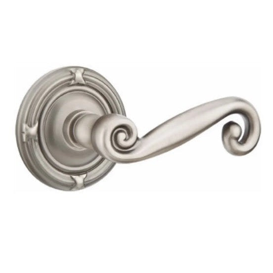 Emtek Rustic Lever With Ribbon & Reed Rosette in Pewter finish