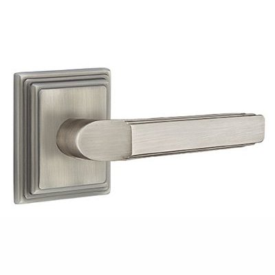 Emtek Milano Lever With Wilshire Rosette in Pewter finish