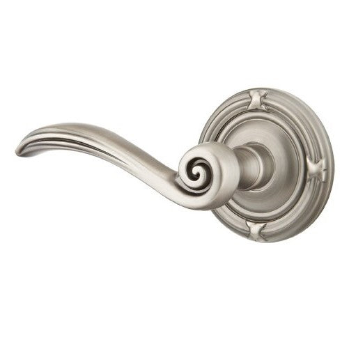 Emtek Elan Lever With Ribbon & Reed Rosette in Pewter finish