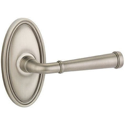 Emtek Merrimack Lever With Oval Rosette in Pewter finish