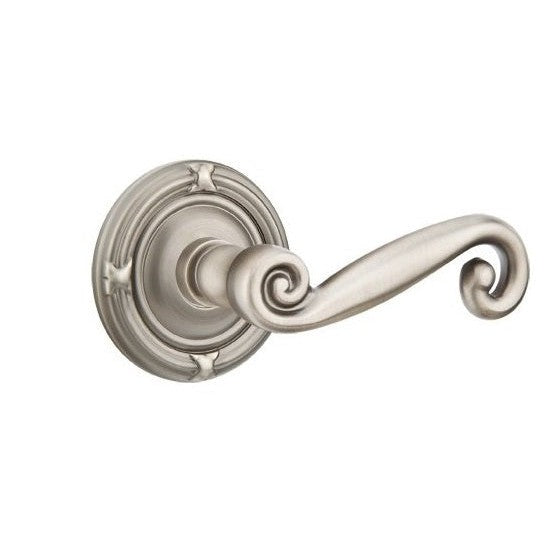 Emtek Rustic Lever With Ribbon & Reed Rosette in Pewter finish