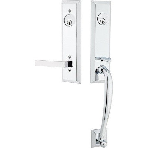 Emtek Adams Tubular Entrance Handleset With Dumont Lever in Polished Chrome finish