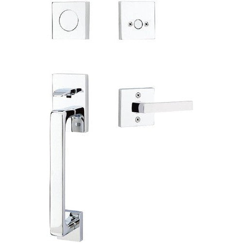 Emtek Baden Entrance Handleset With Dumont Lever in Polished Chrome finish