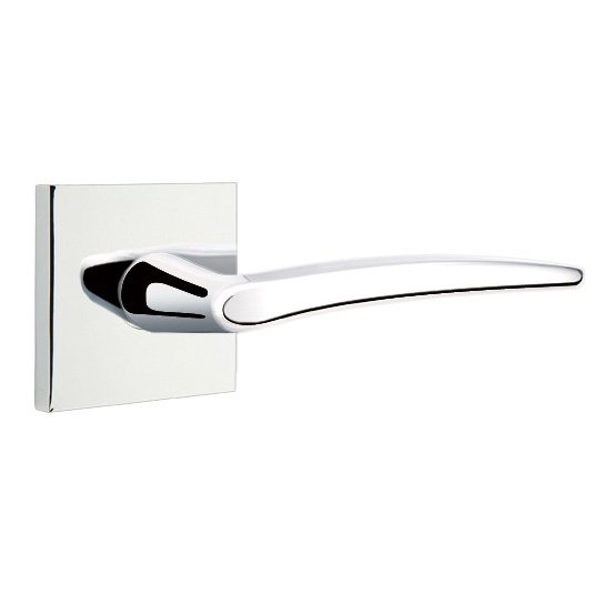 Emtek Poseidon Lever With Square Rosette in Polished Chrome finish