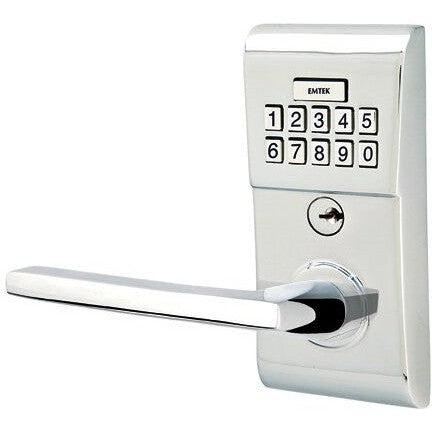 Emtek Modern Electronic Keypad Leverset with Helios Lever in Polished Chrome finish