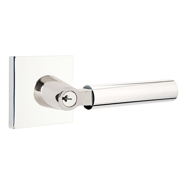 The Emtek Hercules Lever With Square Rosette in Polished Chrome finish