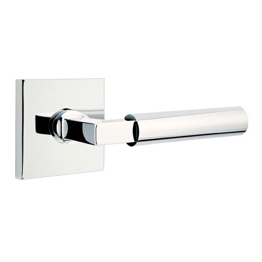 The Emtek Hercules Lever With Square Rosette in Polished Chrome finish