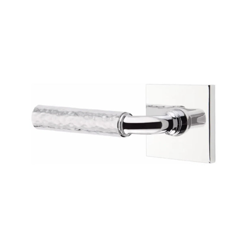 Emtek Select R-Bar Hammered Lever with Square Rosette in Polished Chrome finish