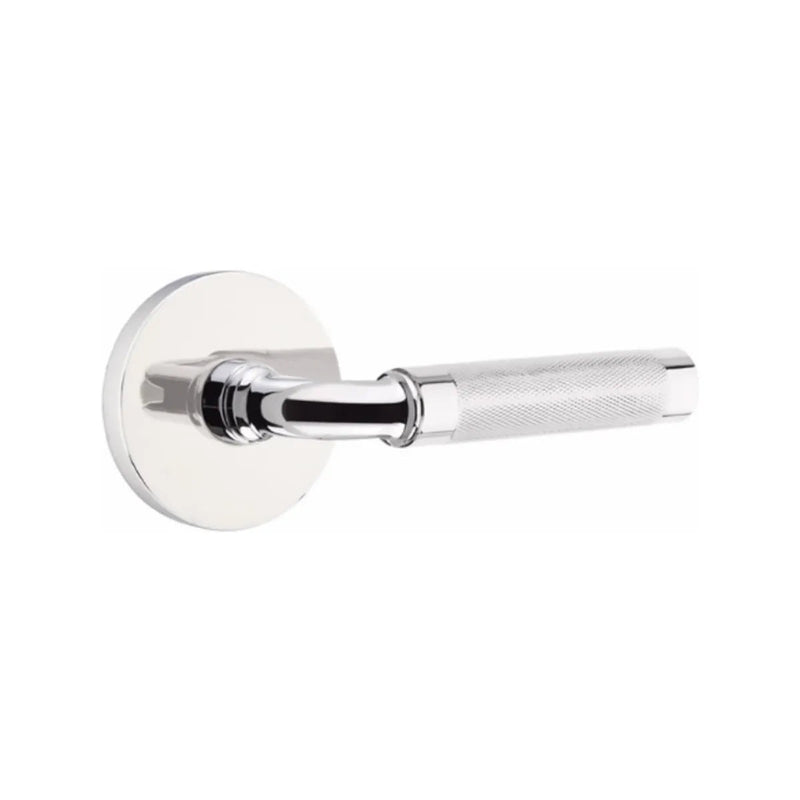 Emtek Select R-Bar Knurled Lever with Disk Rosette in Polished Chrome finish