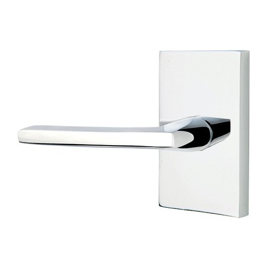 Emtek Helios Lever With Modern Rectangular Rosette in Polished Chrome finish