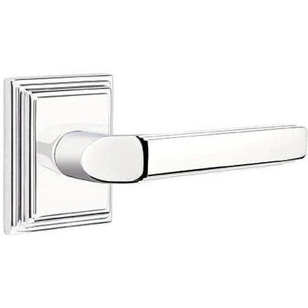 Emtek Milano Lever With Wilshire Rosette in Polished Chrome finish