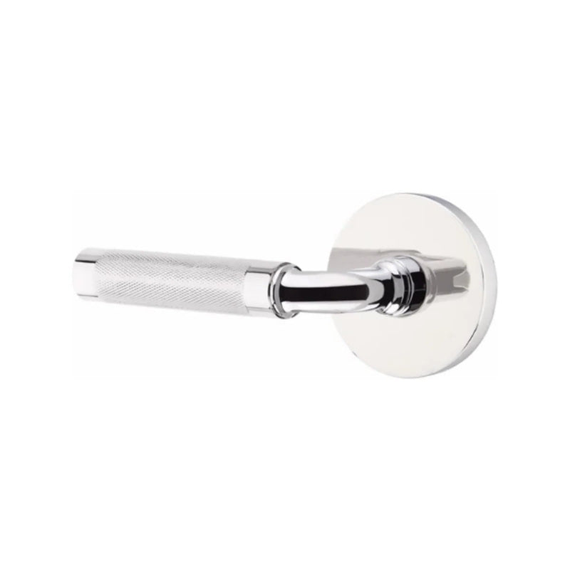 Emtek Select R-Bar Knurled Lever with Disk Rosette in Polished Chrome finish