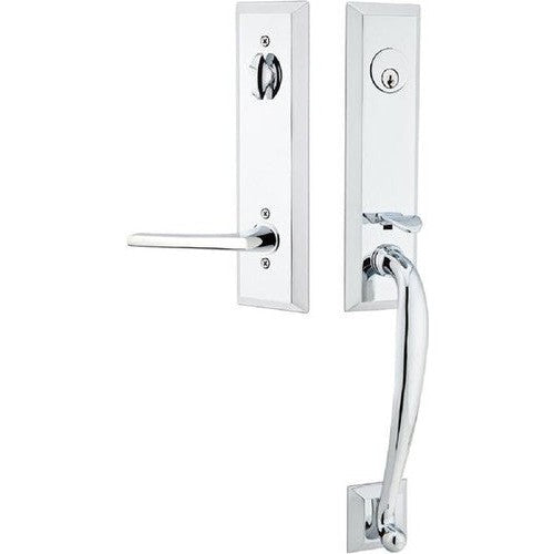 Emtek Adams Tubular Entrance Handleset With Helios Lever in Polished Chrome finish