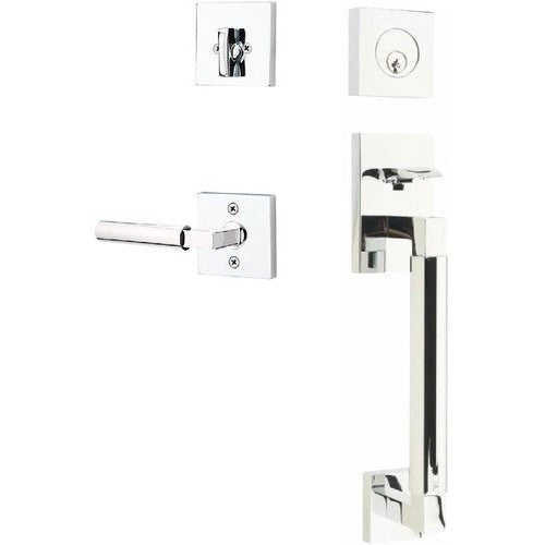 Emtek Hercules Smooth Sectional Tubular Entry Set with Hercules Lever in Polished Chrome finish