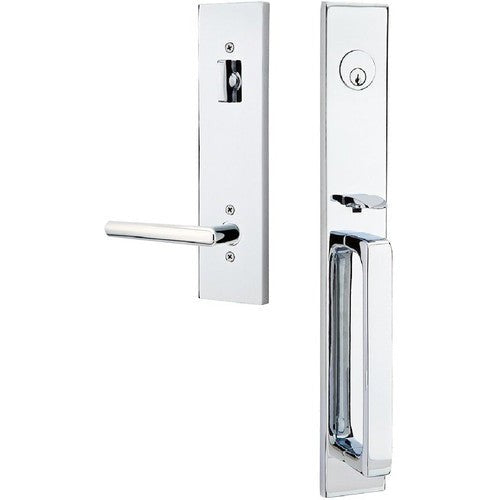 Emtek Lausanne Tubular Entrance Handleset With Stuttgart Lever in Polished Chrome finish