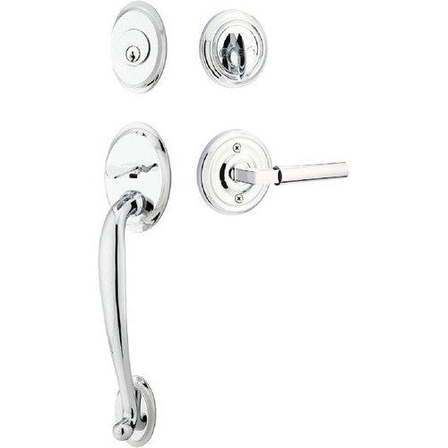 Emtek Saratoga Tubular Entrance Handleset With Hercules Lever in Polished Chrome finish