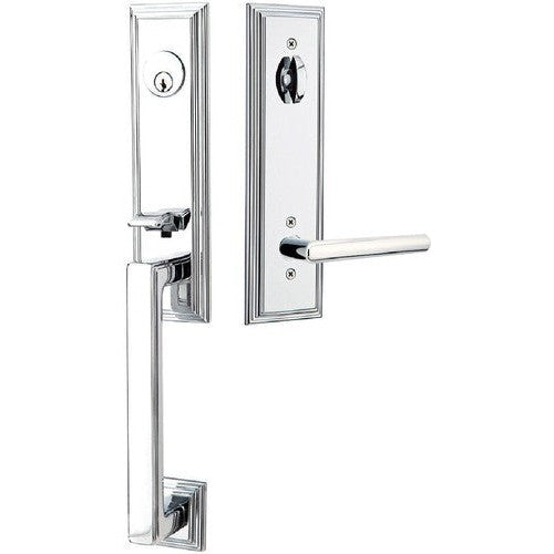 Emtek Wilshire Tubular Entrance Handleset With Stuttgart Lever in Polished Chrome finish