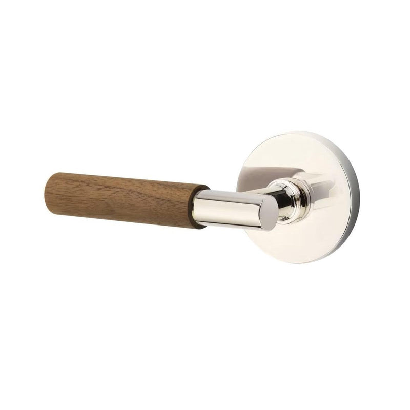 Emtek Select T-Bar Dark Walnut Lever with Disk Rosette in Polished Nickel finish