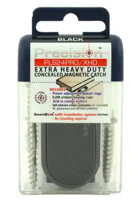 Precision Lock Heavy Duty Concealed Magnetic Catch with Adjustable Strength in Black finish