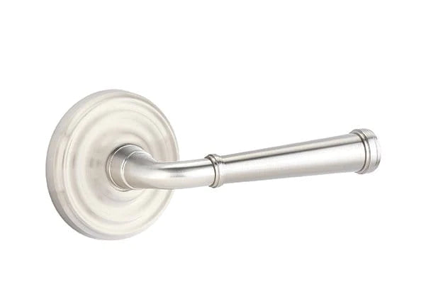 The Emtek Merrimack Lever With Regular Rosette in Satin Nickel finish