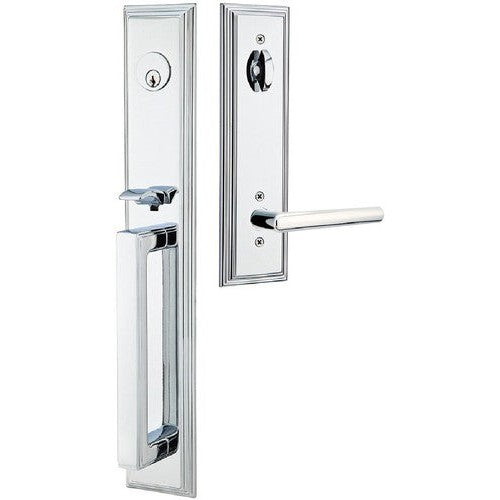 Emtek Melrose Tubular Entrance Handleset With Stuttgart Lever in Polished Chrome finish