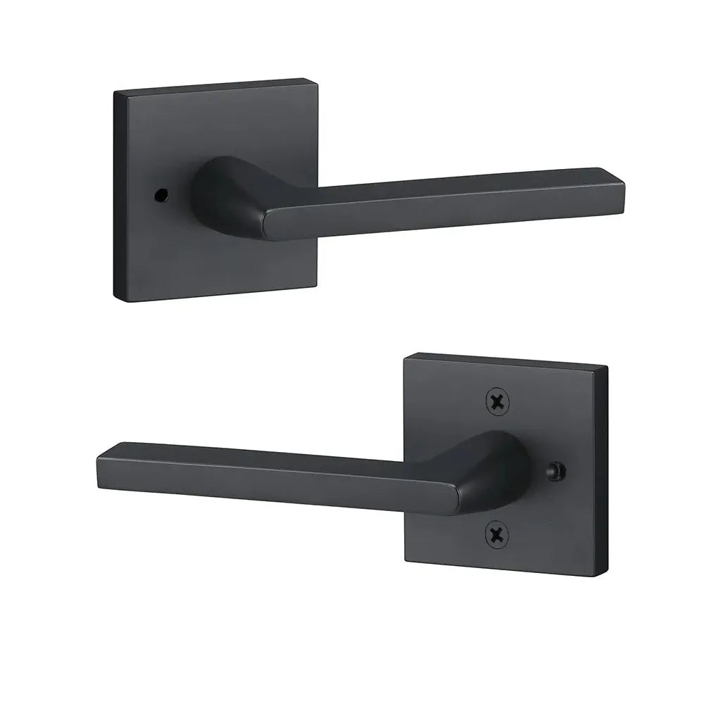 Ridgecrest Escala Lever with Square Rosette in Flat Black finish