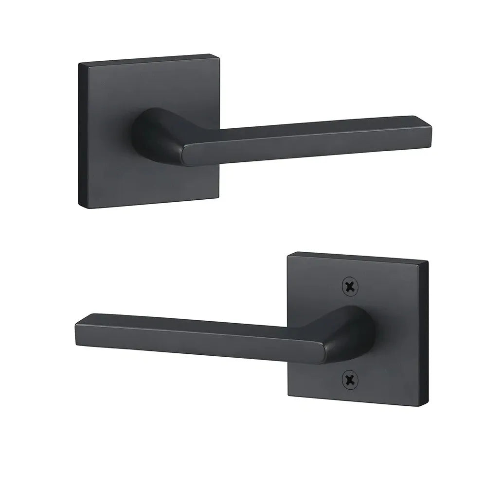Ridgecrest Escala Lever with Square Rosette in Flat Black finish
