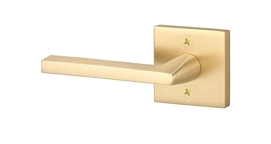 Ridgecrest Escala Lever with Square Rosette in Satin Brass finish