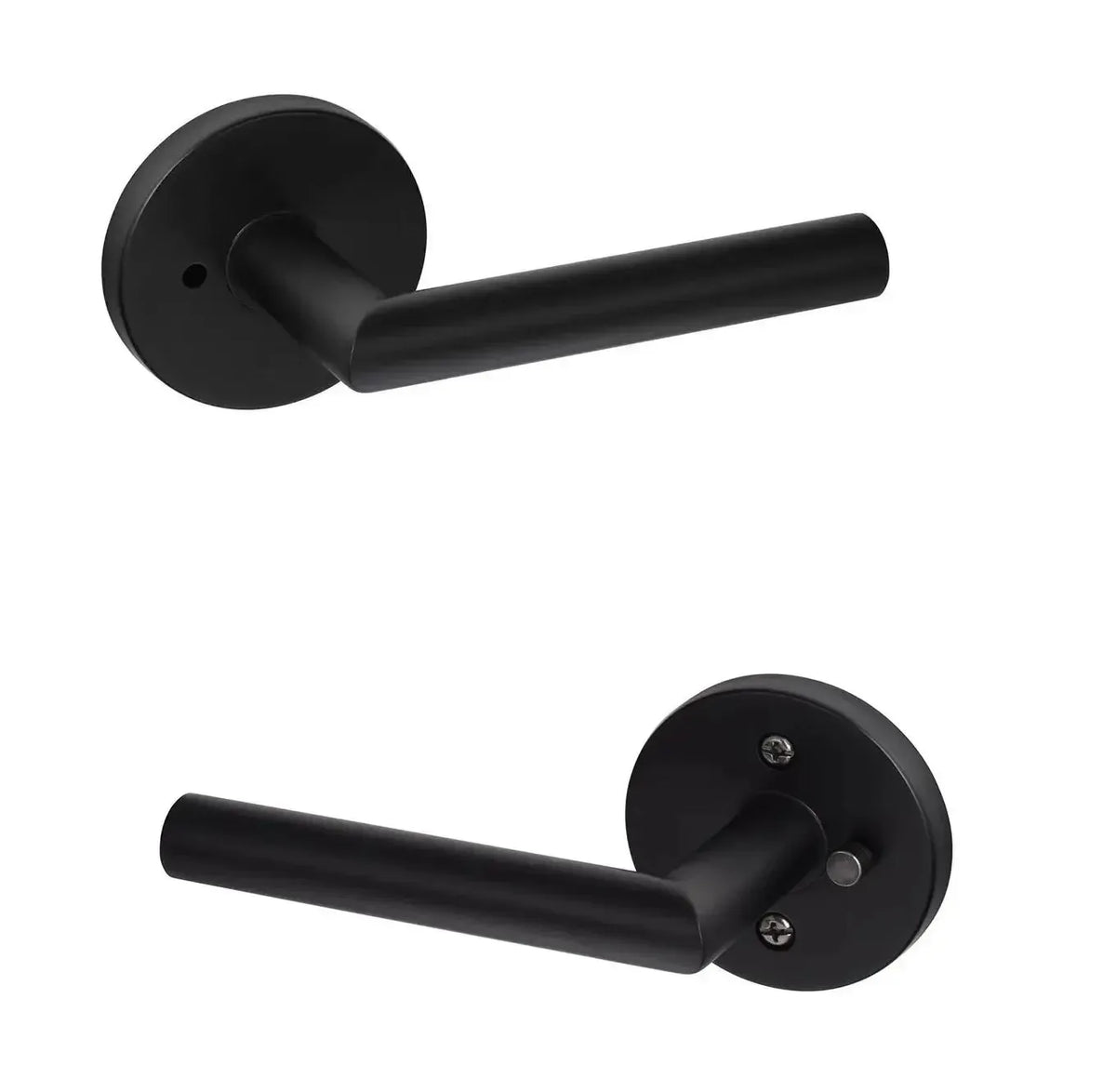 Ridgecrest Hanover 28° Lever with Round Rosette in Flat Black finish