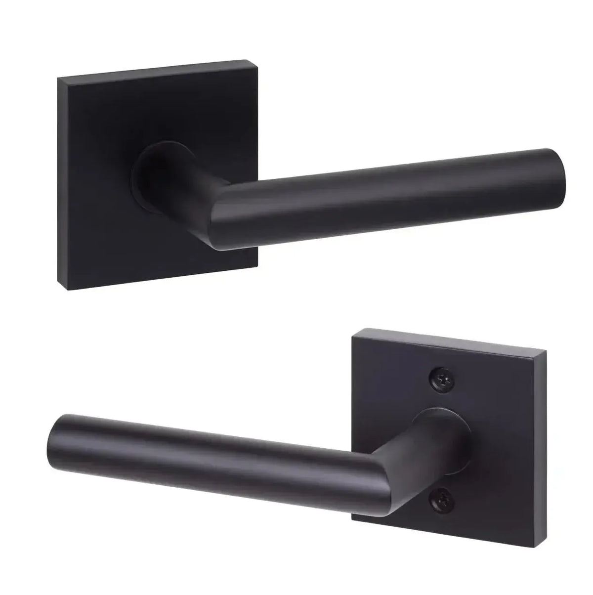 Ridgecrest Hanover 28° Lever with Square Rosette in Flat Black finish