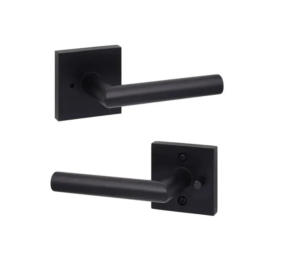Ridgecrest Hanover 28° Lever with Square Rosette in Flat Black finish