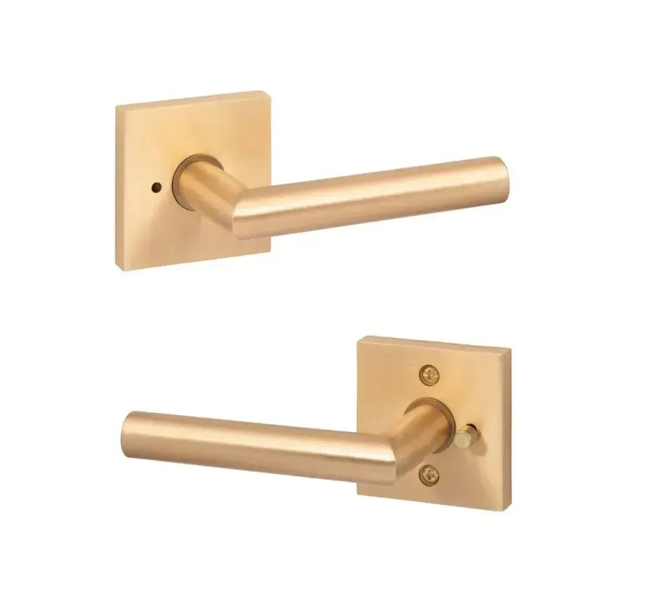 Ridgecrest Hanover 28° Lever with Square Rosette in Satin Brass finish