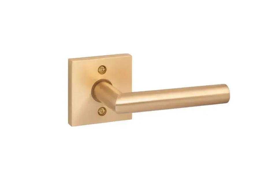 Ridgecrest Hanover 28° Lever with Square Rosette in Satin Brass finish