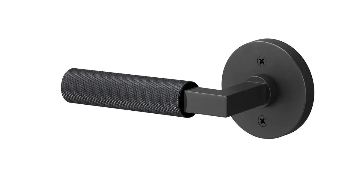 Ridgecrest Levanto Lever with Knurled Grip - Round Rosette in Flat Black finish