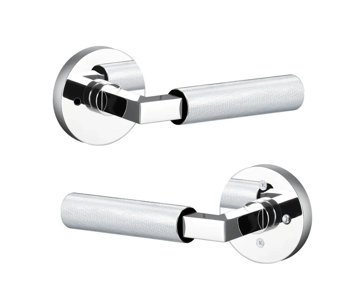 Ridgecrest Levanto Lever with Knurled Grip - Round Rosette in Polished Chrome finish