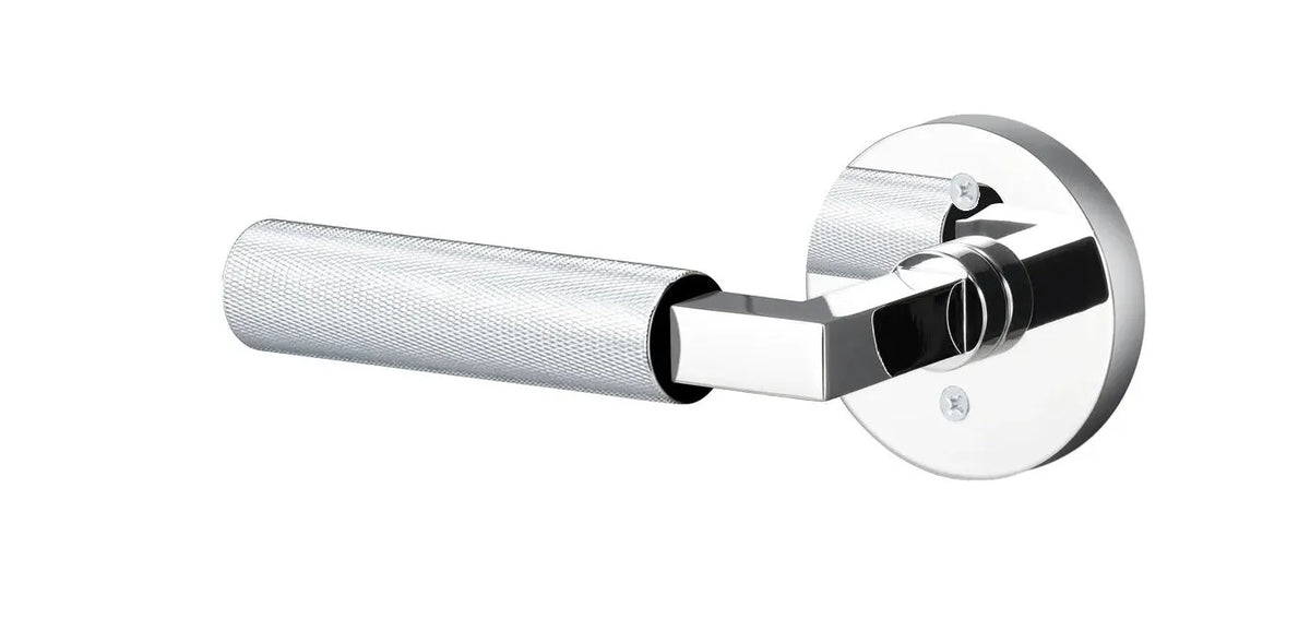 Ridgecrest Levanto Lever with Knurled Grip - Round Rosette in Polished Chrome finish