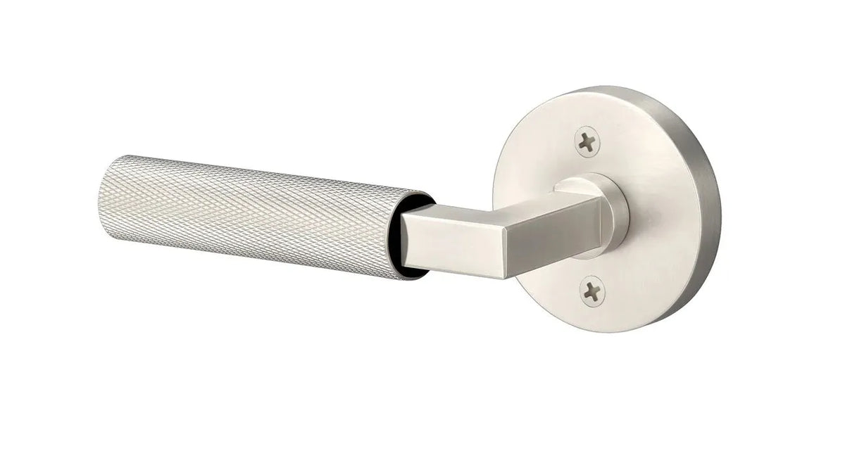 Ridgecrest Levanto Lever with Knurled Grip - Round Rosette in Satin Nickel finish