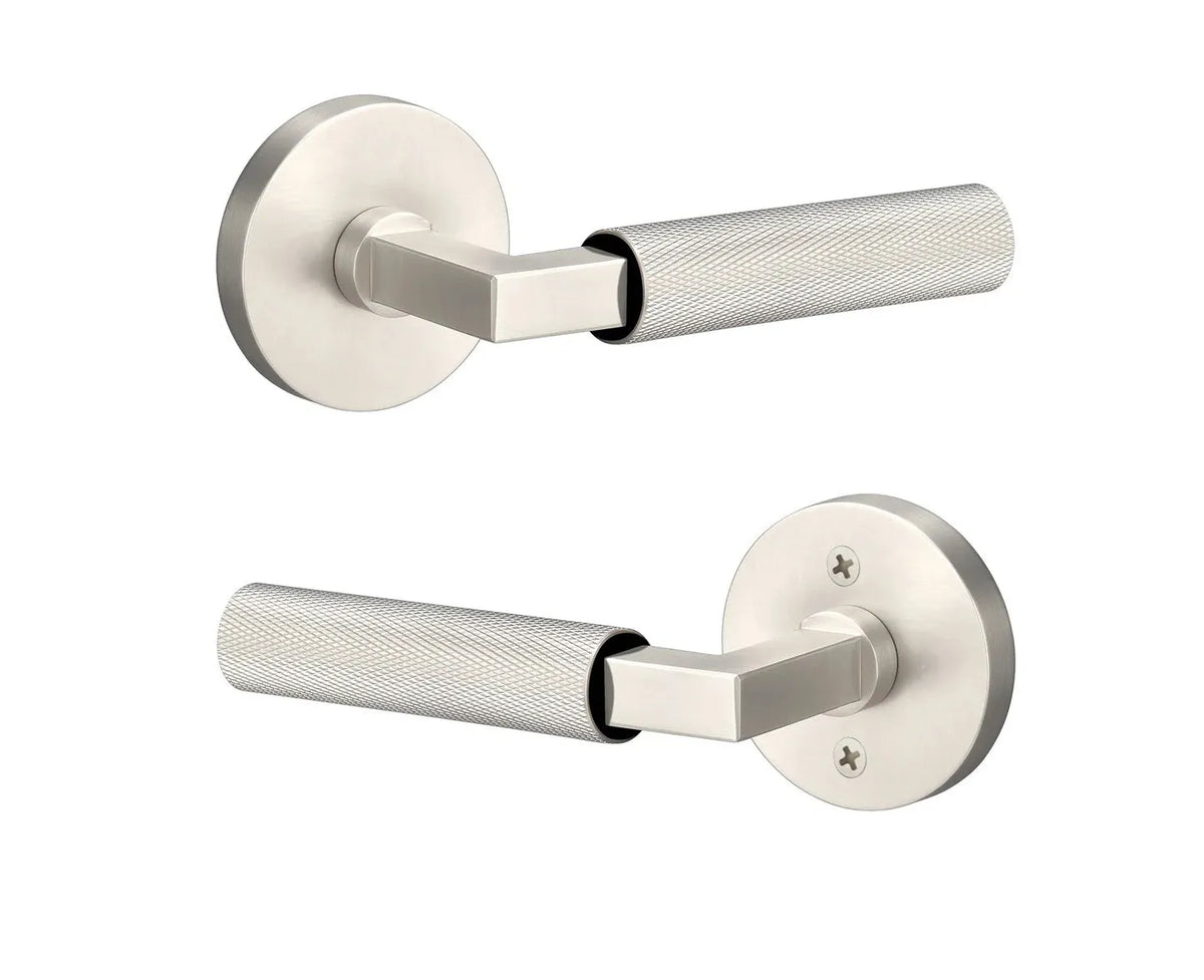 Ridgecrest Levanto Lever with Knurled Grip - Round Rosette in Satin Nickel finish