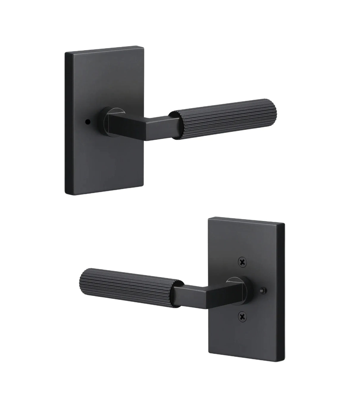 Ridgecrest Levanto Lever with Straight Knurled Grip in Flat Black finish