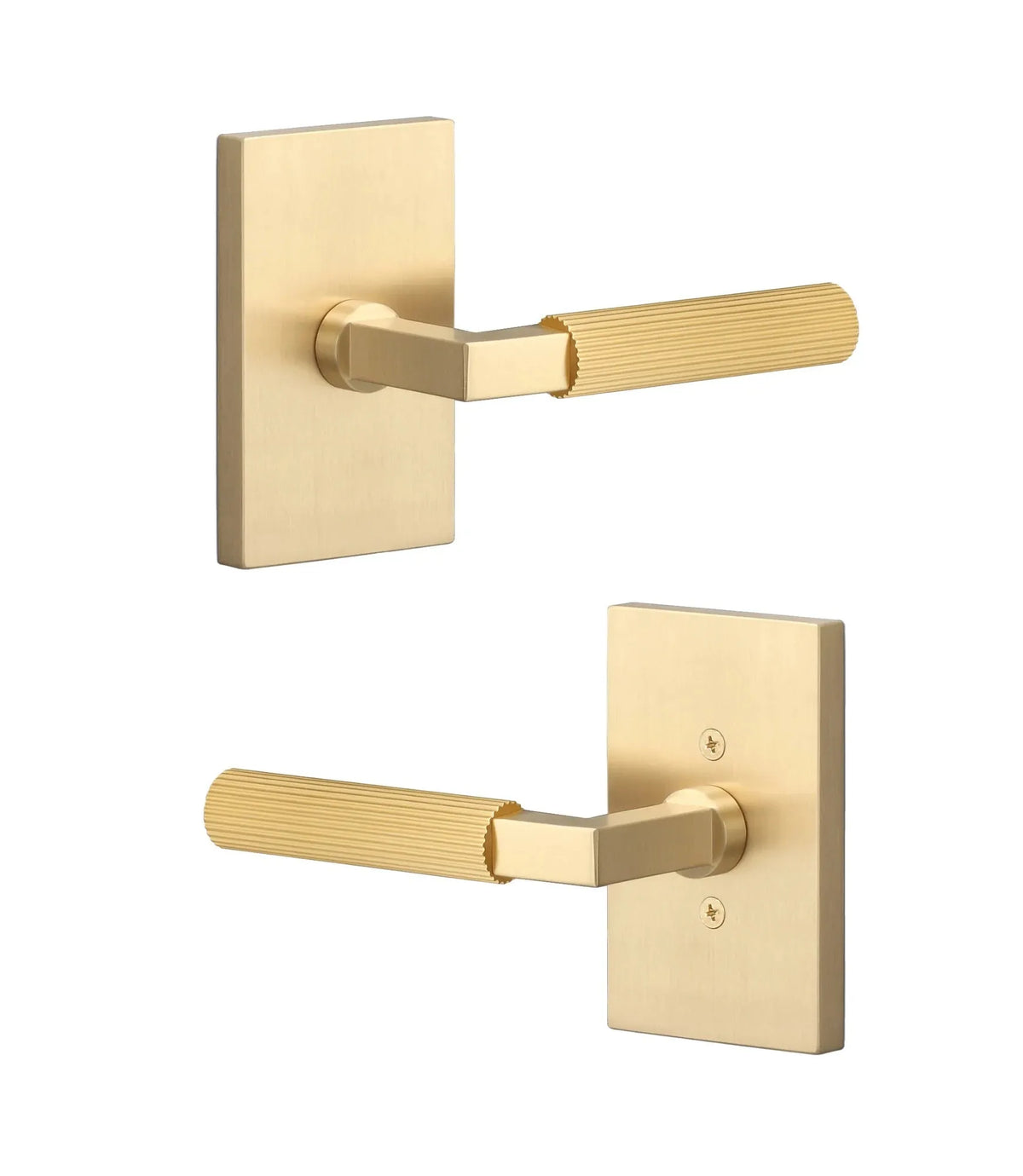Ridgecrest Levanto Lever with Straight Knurled Grip in Satin Brass finish