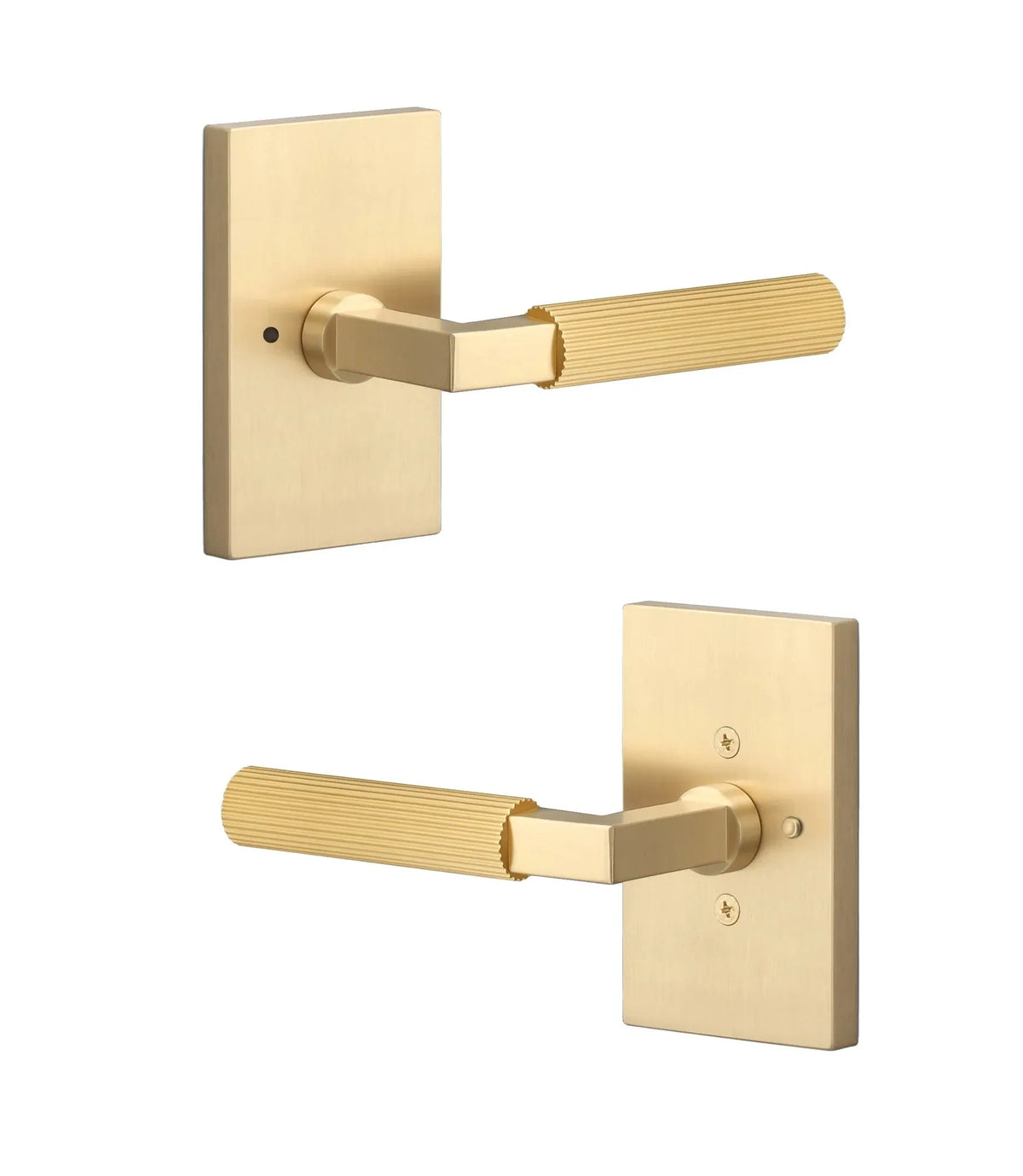 Ridgecrest Levanto Lever with Straight Knurled Grip in Satin Brass finish