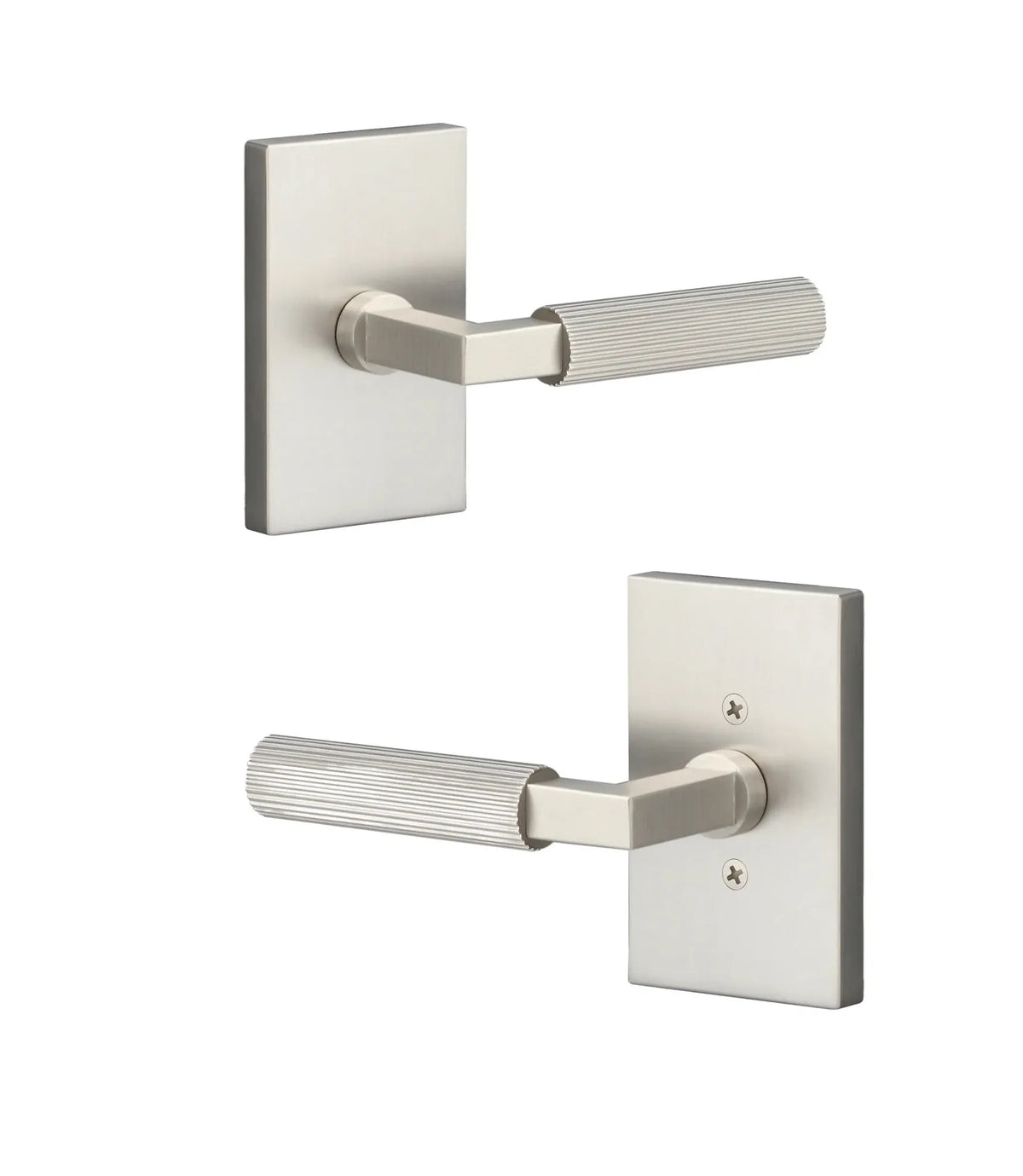 Ridgecrest Levanto Lever with Straight Knurled Grip in Satin Nickel finish