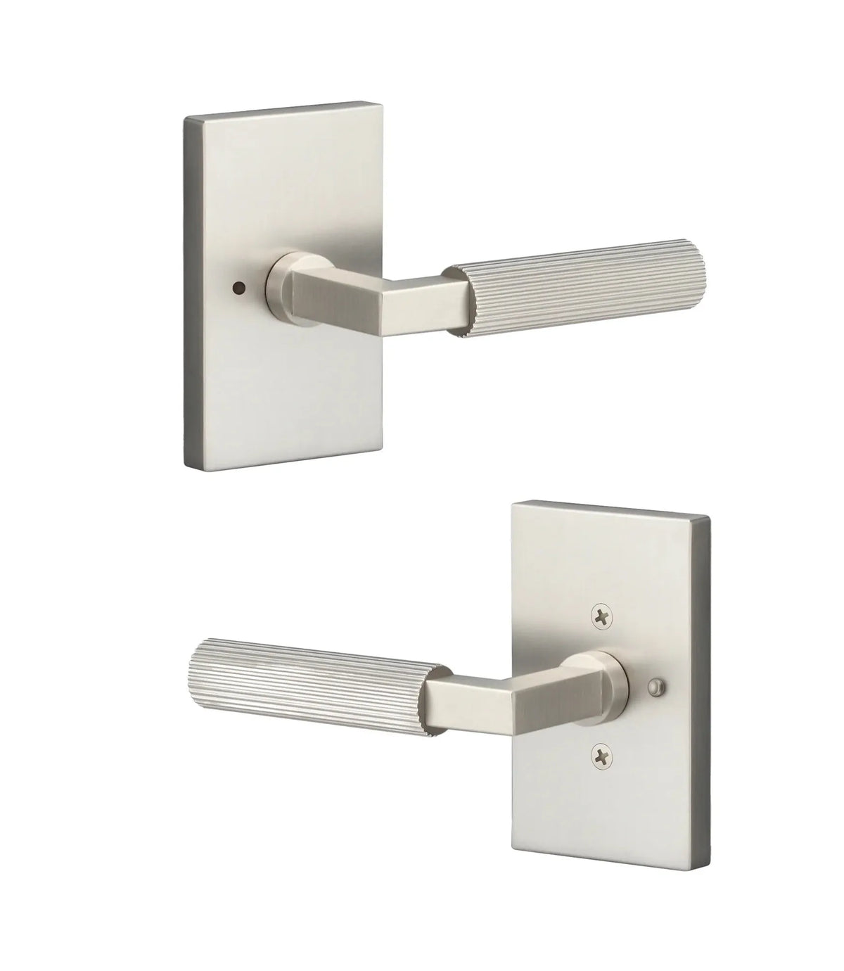 Ridgecrest Levanto Lever with Straight Knurled Grip in Satin Nickel finish