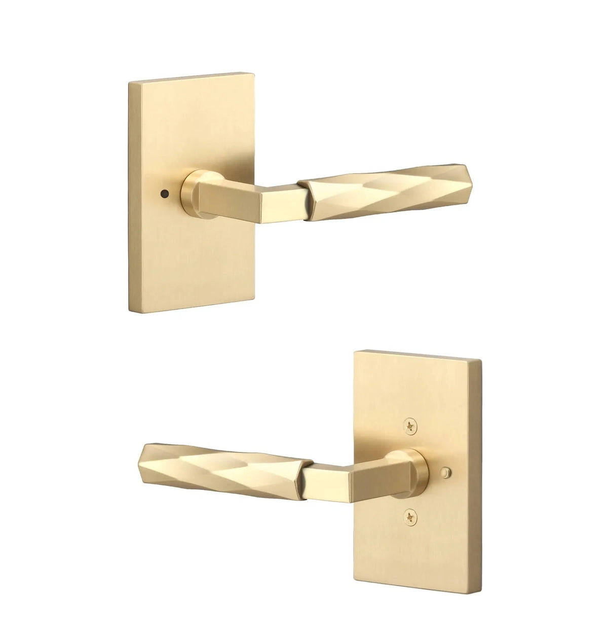 Ridgecrest Levanto Lever with Vertex Grip in Satin Brass finish