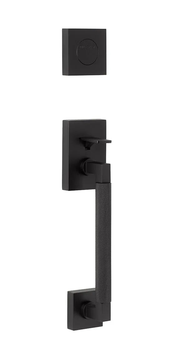 Ridgecrest Roma Handleset with Knurled Grip-Exterior Trim Only in Flat Black finish