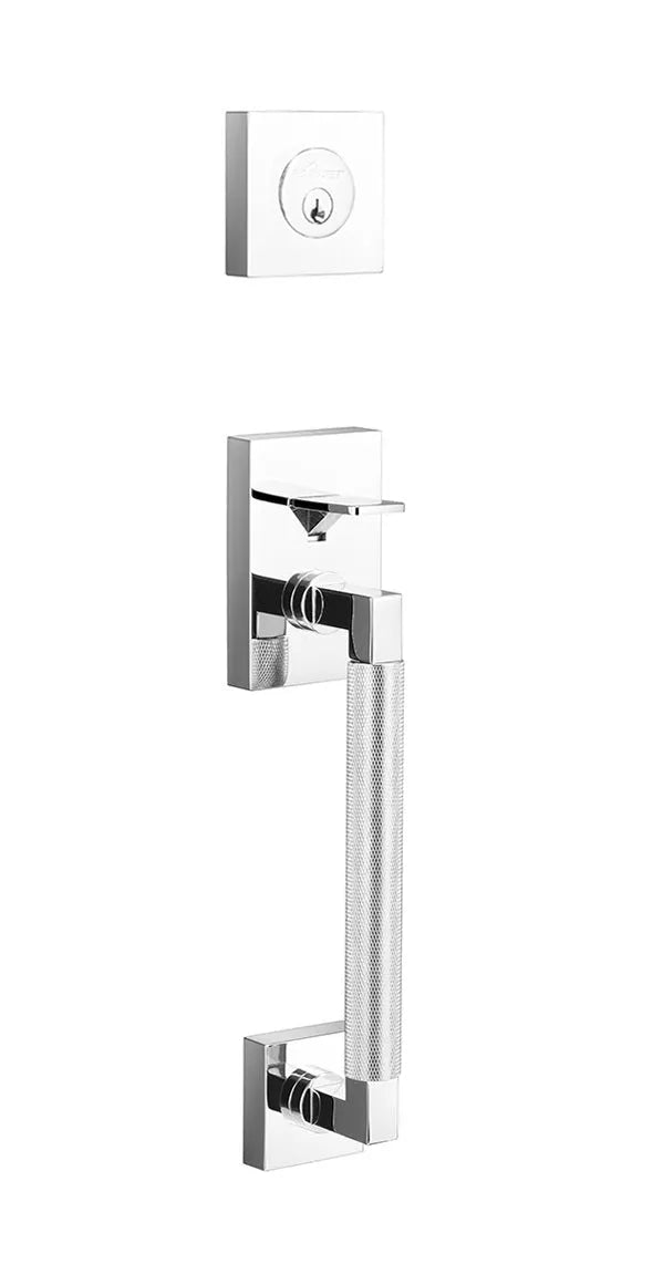 Ridgecrest Roma Handleset with Knurled Grip-Exterior Trim Only in Polished Chrome finish