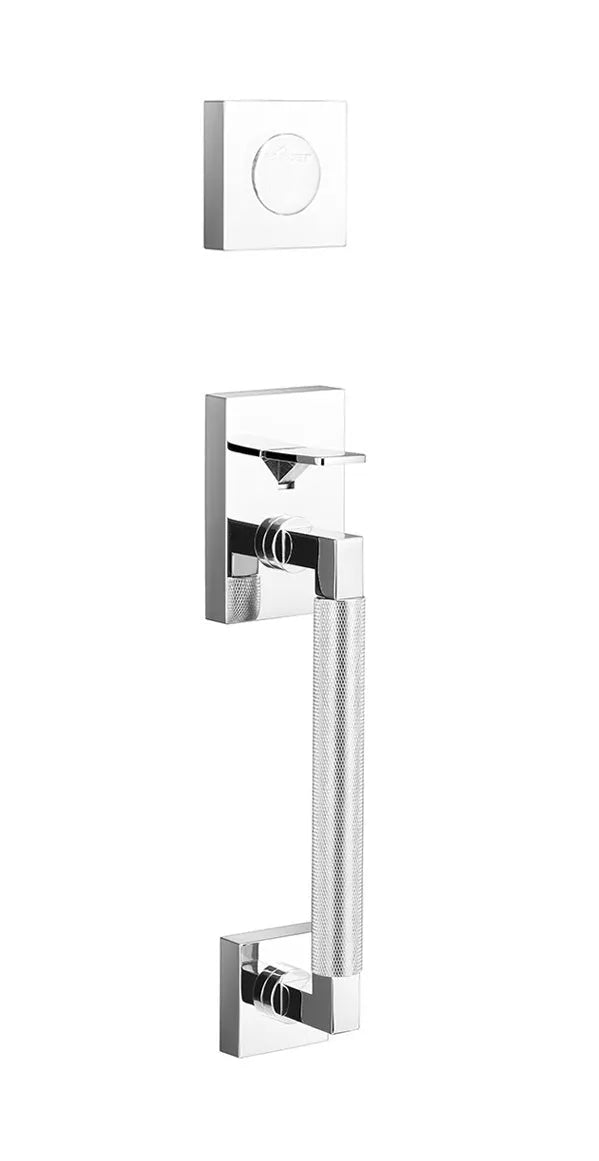 Ridgecrest Roma Handleset with Knurled Grip-Exterior Trim Only in Polished Chrome finish